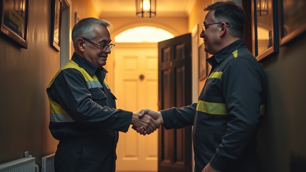 Engineer shaking hands with a Upper Edmonton homeowner after locating their leak